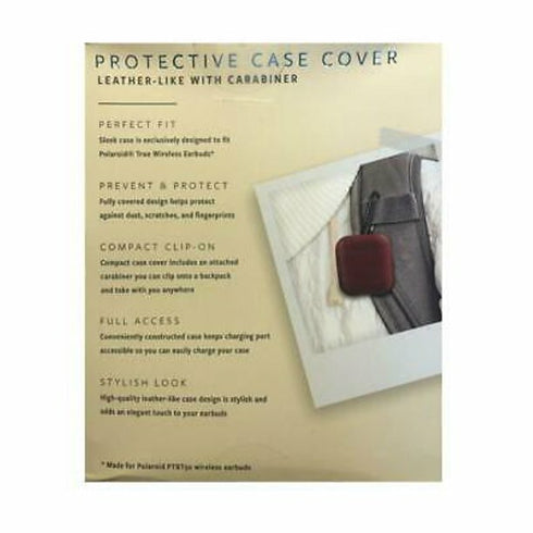Polaroid Leather-Like W/ Carabiner Protective Case Cover For Wireless Earbuds